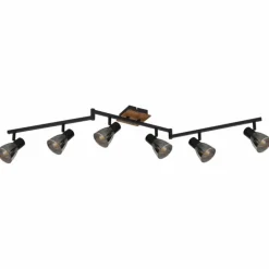 Plafonnier Globo CLAUDE Brun, Noir, 6 lumières