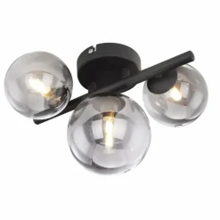 Plafonnier Globo DREADO LED Noir, 3 lumières