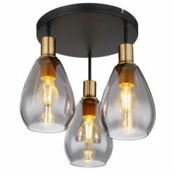 Plafonnier Globo FANNI Laiton, Noir, 3 lumières
