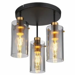 Plafonnier Globo FANNI Laiton, Noir, 3 lumières