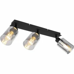 Plafonnier Globo HADERA Noir, 3 lumières