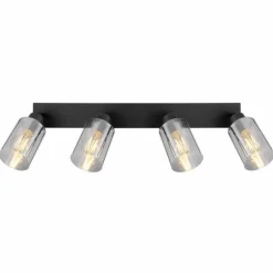 Plafonnier Globo HADERA Noir, 4 lumières