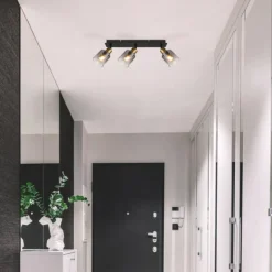 Plafonnier Globo HOLLSY Noir, 3 lumières