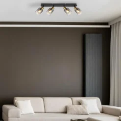 Plafonnier Globo HOLLSY Noir, 4 lumières