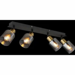 Plafonnier Globo HOLLSY Noir, 4 lumières