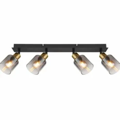 Plafonnier Globo HOLLSY Noir, 4 lumières