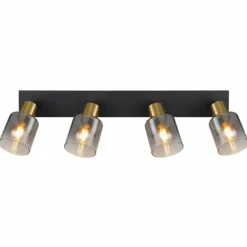 Plafonnier Globo HOLLSY Noir, 4 lumières