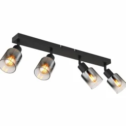 Plafonnier Globo HUBERTUS Noir, 4 lumières