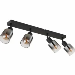 Plafonnier Globo HUBERTUS Noir, 4 lumières