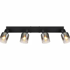 Plafonnier Globo HUBERTUS Noir, 4 lumières