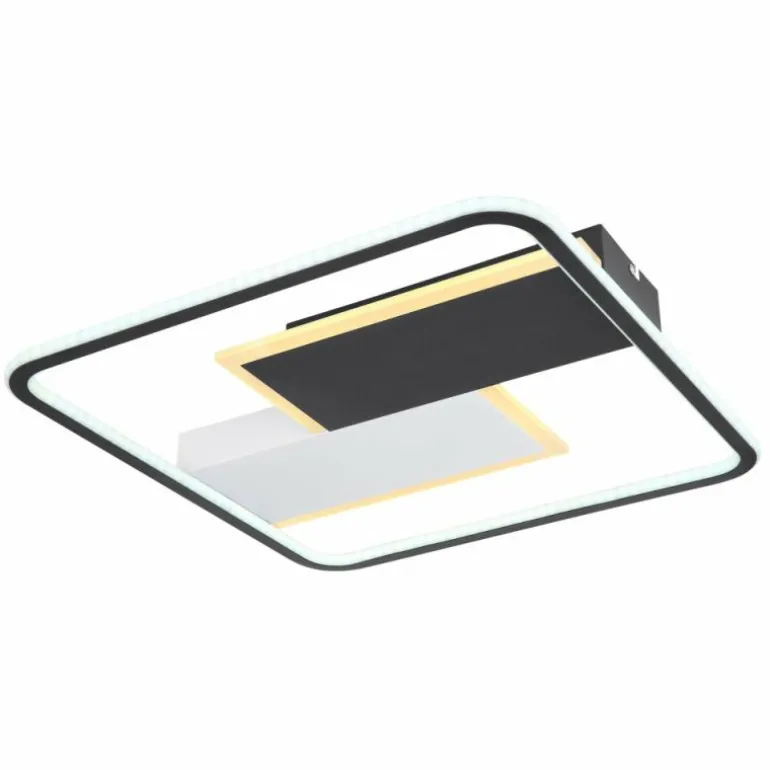 Plafonnier Globo JENNA LED Noir, Blanc, 1 lumière, Télécommandes