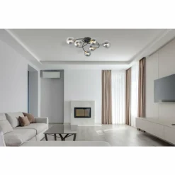 Plafonnier Globo JORGE Noir, 6 lumières