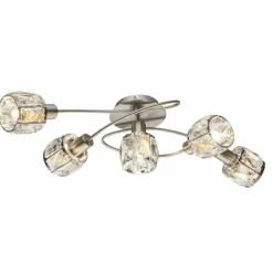 Plafonnier Globo Kris Nickel mat, 5 lumières