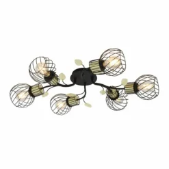 Plafonnier Globo LALLY Laiton, Noir, 6 lumières