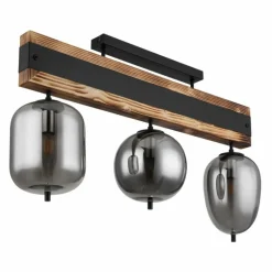 Plafonnier Globo LOREY Bois foncé, Noir, 3 lumières