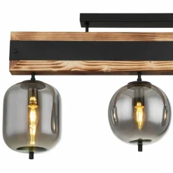 Plafonnier Globo LOREY Bois foncé, Noir, 3 lumières