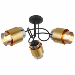 Plafonnier Globo MILLEY Laiton, Noir, 3 lumières