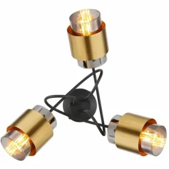 Plafonnier Globo MILLEY Laiton, Noir, 3 lumières