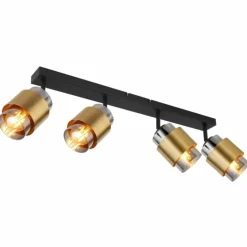 Plafonnier Globo MILLEY Laiton, Noir, 4 lumières