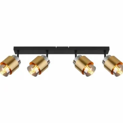 Plafonnier Globo MILLEY Laiton, Noir, 4 lumières