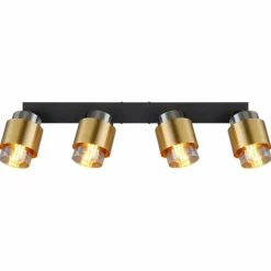 Plafonnier Globo MILLEY Laiton, Noir, 4 lumières