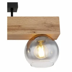 Plafonnier Globo MOITAS Couleur bois, Noir, 3 lumières