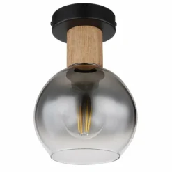 Plafonnier Globo MOITAS Couleur bois, Noir, 1 lumière