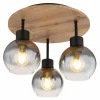 Plafonnier Globo MOITAS Couleur bois, Noir, 3 lumières
