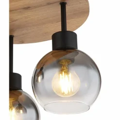 Plafonnier Globo MOITAS Couleur bois, Noir, 3 lumières