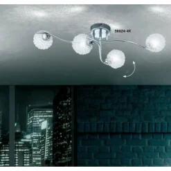 Plafonnier Globo ORINA Chrome, Blanc, 4 lumières