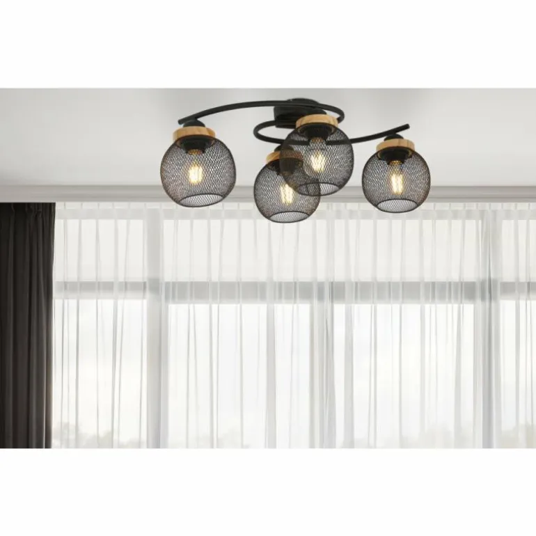 Plafonnier Globo PABLO Noir, 4 lumières