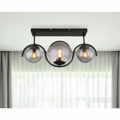 Plafonnier Globo PORRY Noir, 3 lumières