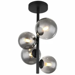 Plafonnier Globo RIHA LED Noir, 4 lumières
