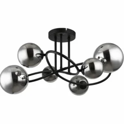 Plafonnier Globo RIHA LED Noir, 6 lumières