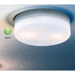 Plafonnier Globo VRANOS Acier inoxydable, Argenté, Blanc, 2 lumières