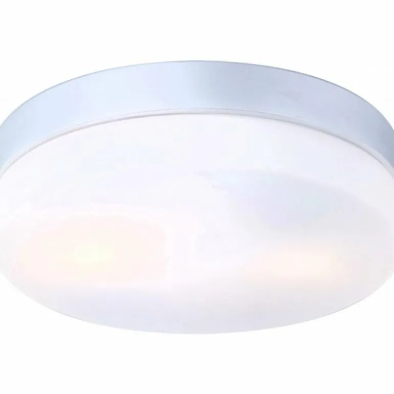 Plafonnier Globo VRANOS Acier inoxydable, Argenté, Blanc, 2 lumières