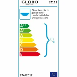 Plafonnier Globo VRANOS Acier inoxydable, Argenté, Blanc, 2 lumières