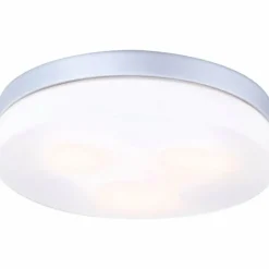 Plafonnier Globo VRANOS Acier inoxydable, Argenté, Blanc, 3 lumières