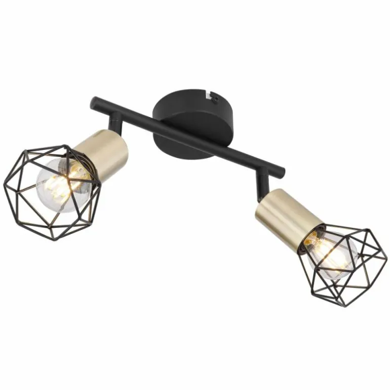 Plafonnier Globo XARA Vieux laiton, Noir, 2 lumières