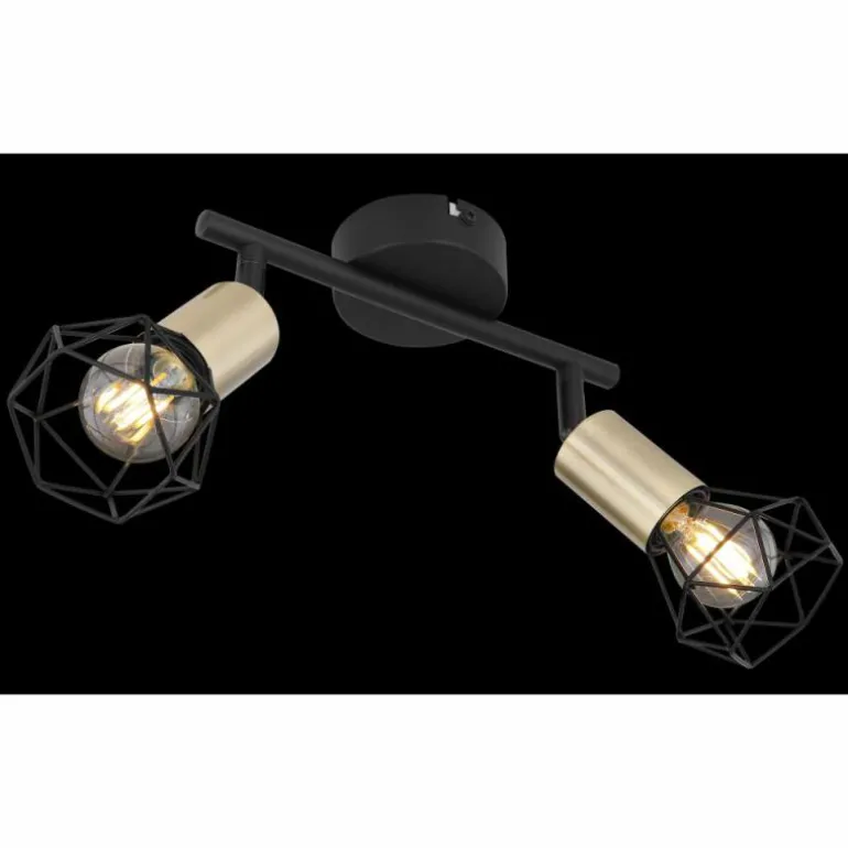 Plafonnier Globo XARA Vieux laiton, Noir, 2 lumières