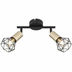 Plafonnier Globo XARA Vieux laiton, Noir, 2 lumières