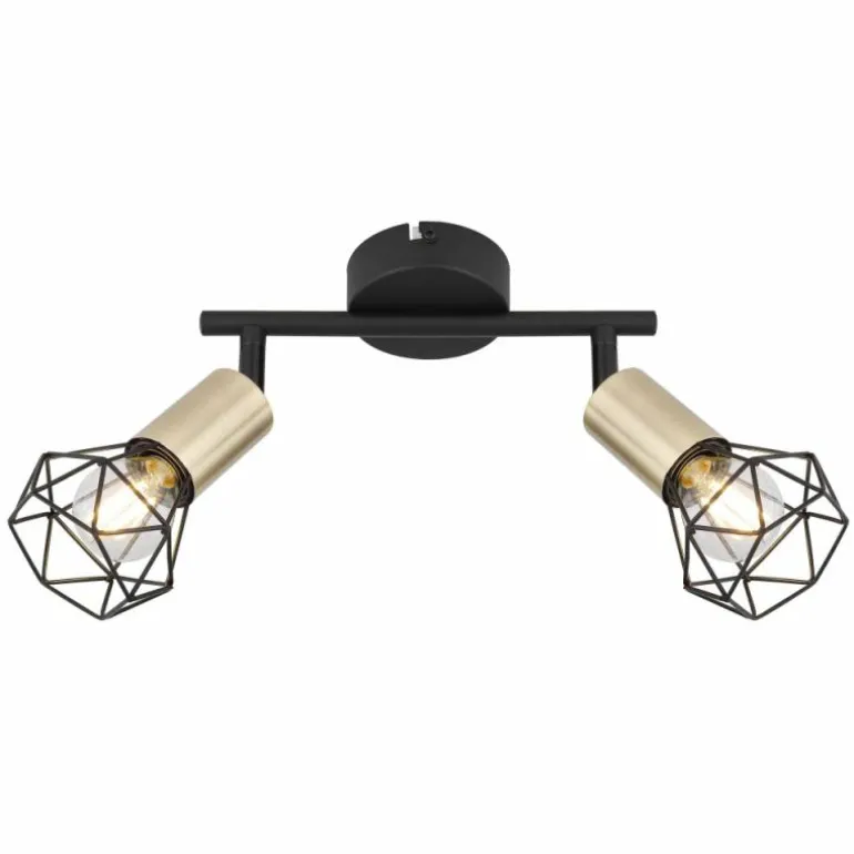 Plafonnier Globo XARA Vieux laiton, Noir, 2 lumières