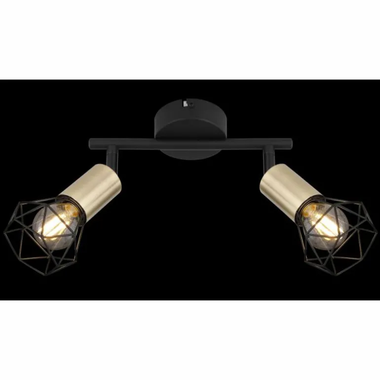 Plafonnier Globo XARA Vieux laiton, Noir, 2 lumières