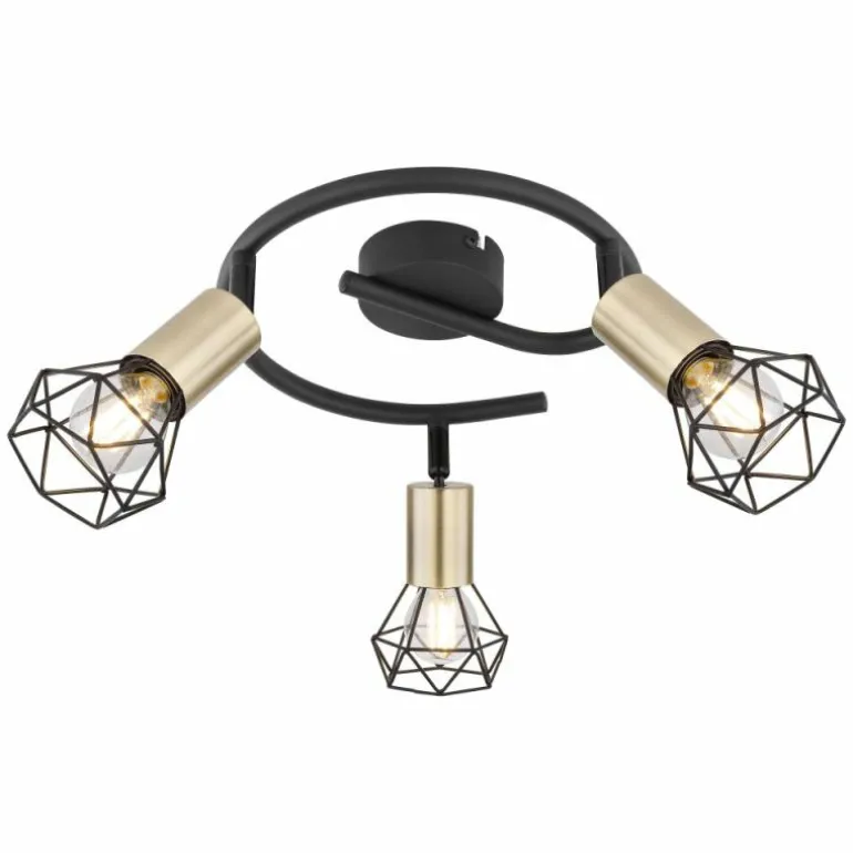 Plafonnier Globo XARA Vieux laiton, Noir, 3 lumières