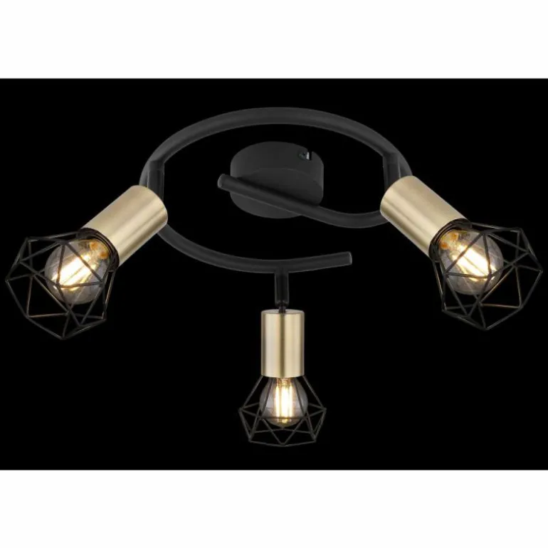 Plafonnier Globo XARA Vieux laiton, Noir, 3 lumières