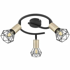 Plafonnier Globo XARA Vieux laiton, Noir, 3 lumières