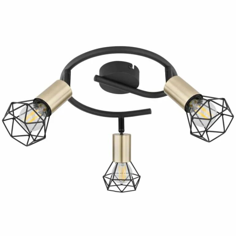 Plafonnier Globo XARA Vieux laiton, Noir, 3 lumières