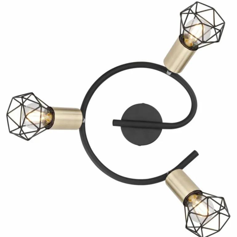 Plafonnier Globo XARA Vieux laiton, Noir, 3 lumières