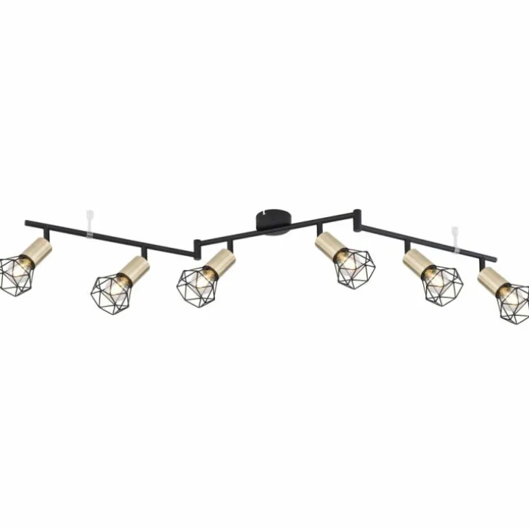 Plafonnier Globo XARA Vieux laiton, Noir, 6 lumières