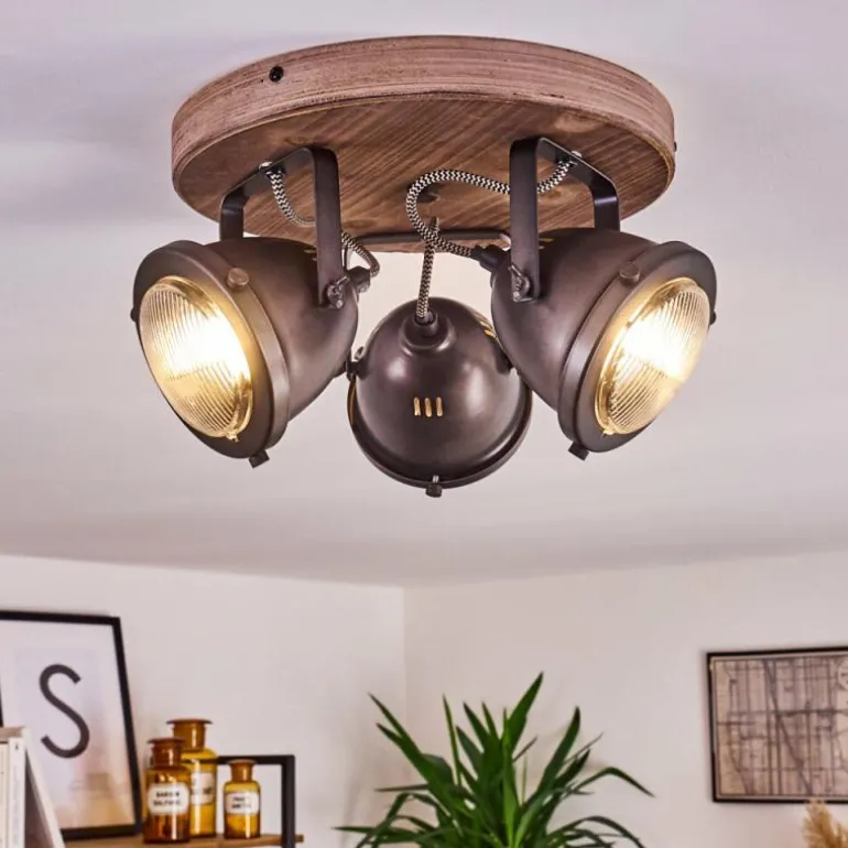 Plafonnier Glostrup Brun, Acier inoxydable, 3 lumières